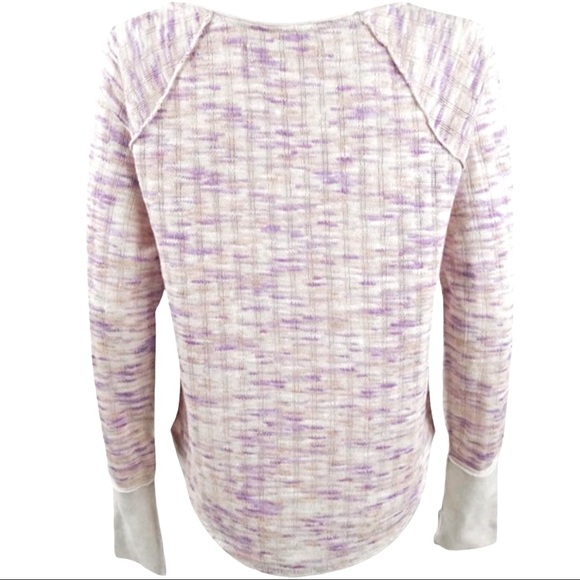 Free People We The Free size large purple orange & off white sweater thumbholes - Picture 4 of 16